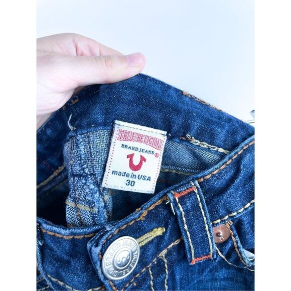 True Religion Y2K Joey Big T Rainbow 🌈 30 Embroidered Pocket Boot Cut Jeans m C - Picture 9 of 11